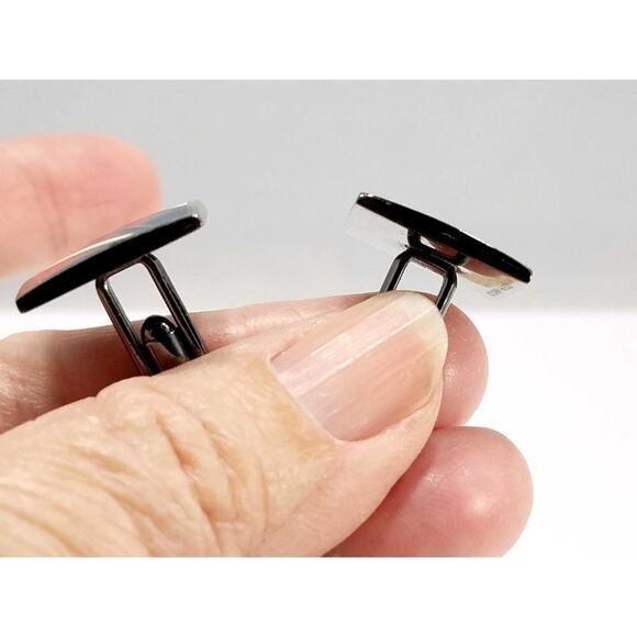 Vintage Designer Cuff Links, Joseph Abboud, Red White Blue Enamel, 1990s, 3/4 In - Picture 9 of 10